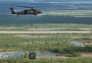 Black Hawk helicopter with UGV