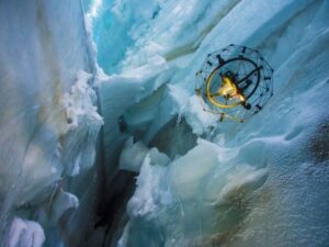 Flyability drone in glacier