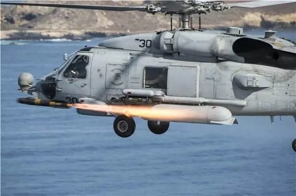 Hellfire missile on helicopter