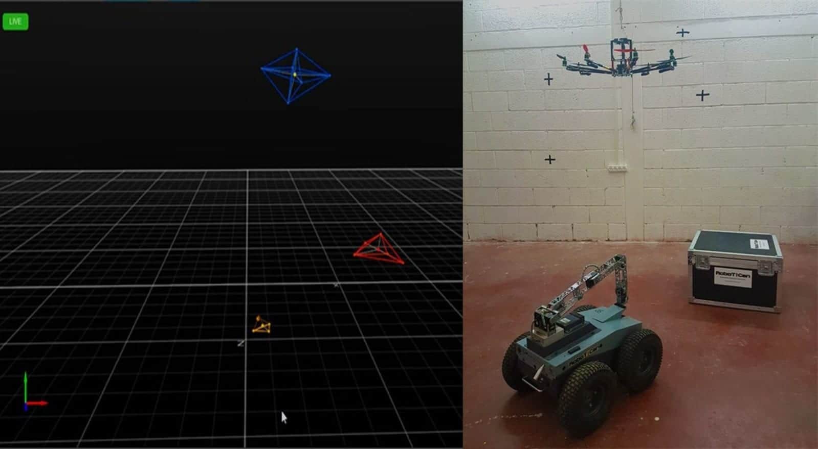 Unmanned Ground Vehicle Platform Integrates with Quadcopter Drone UST