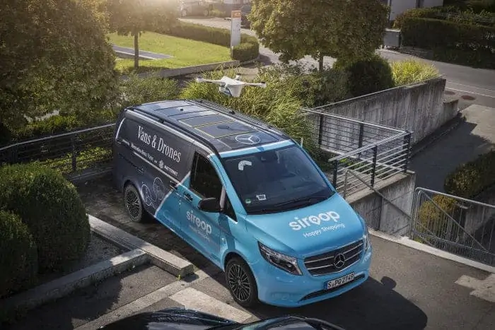 Mercedes-Benz van with drone