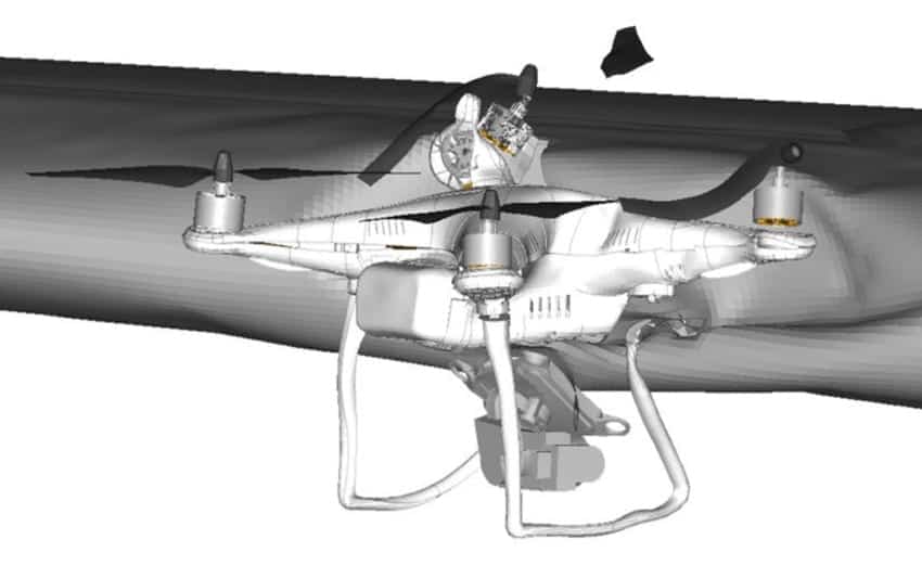 Quadcopter wing impact modelling