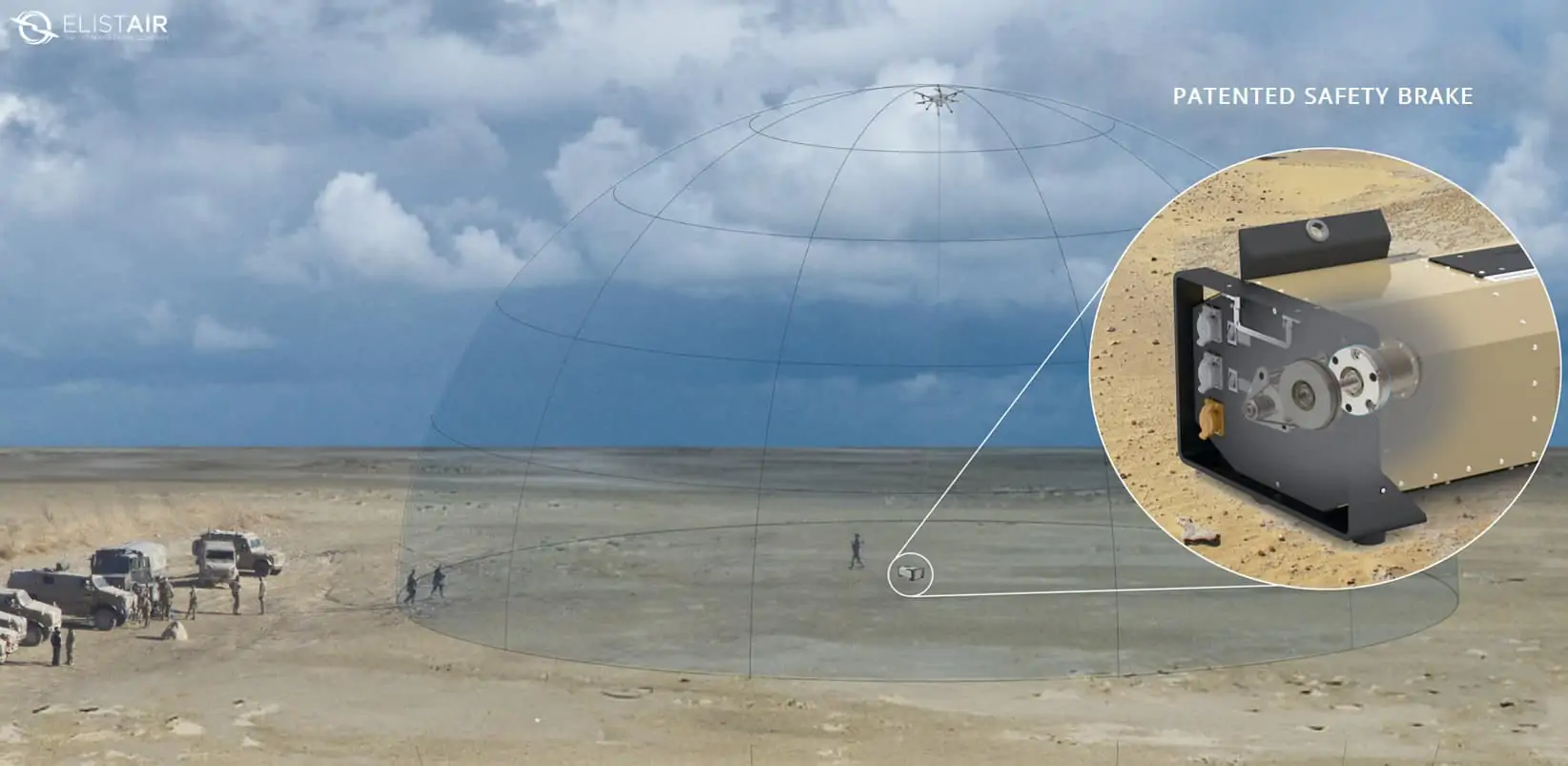 Drone tether station with safety brake