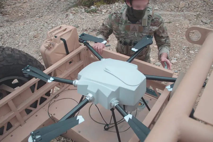 Vehicle mounted surveillance tethered drone