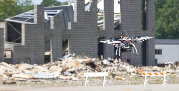 DARPA quadcopter navigating urban environment