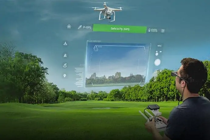 Epson smart glasses drone piloting