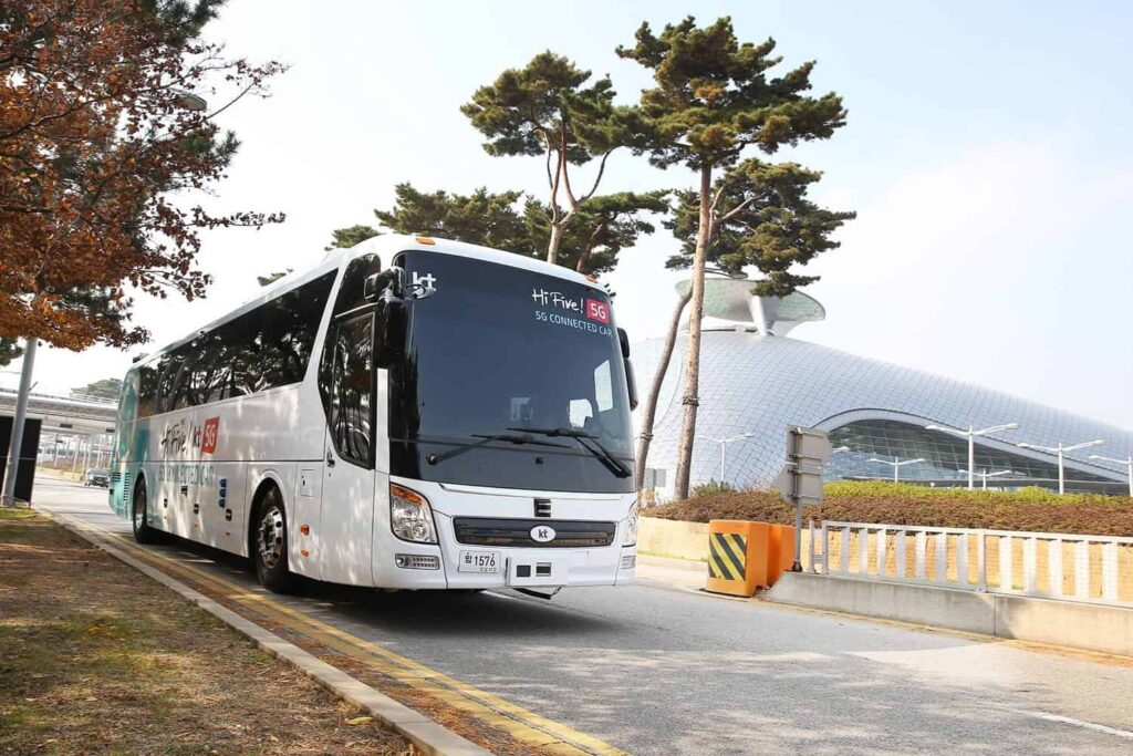 KT driverless bus at Incheon airport