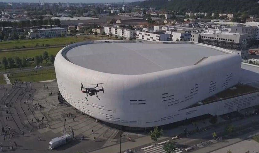 Elistair tethered drone system at Bordeaux Arena