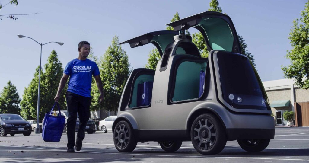 Kroger and Nuro unmanned delivery vehicle