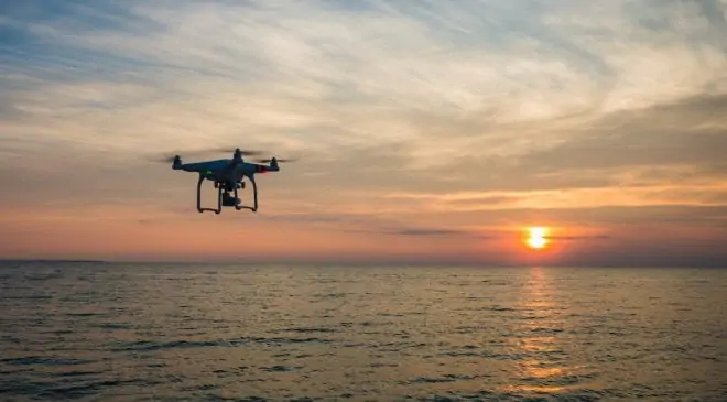 Drone over water