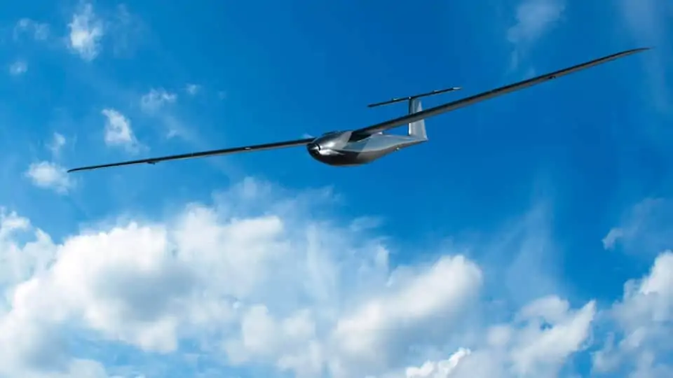 Fixed-wing drone flying