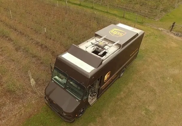 UPS drone delivery truck