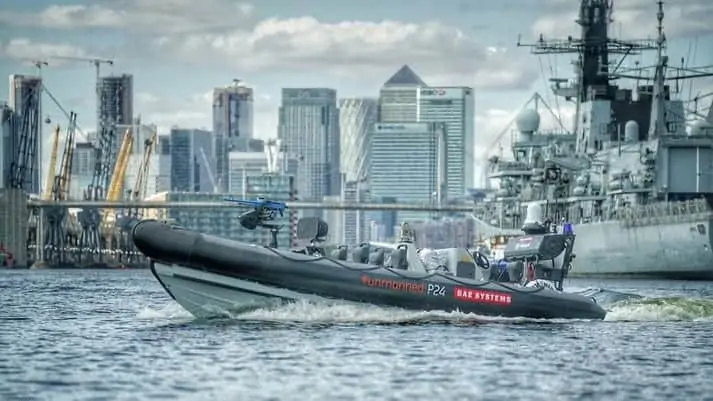 USV and Royal Navy warship