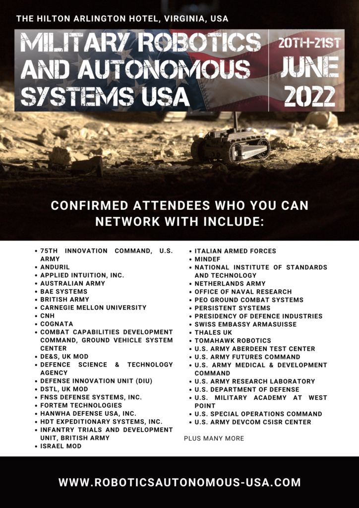 Military Robotics & Autonomous Systems USA Conference, 20-21 June 2022