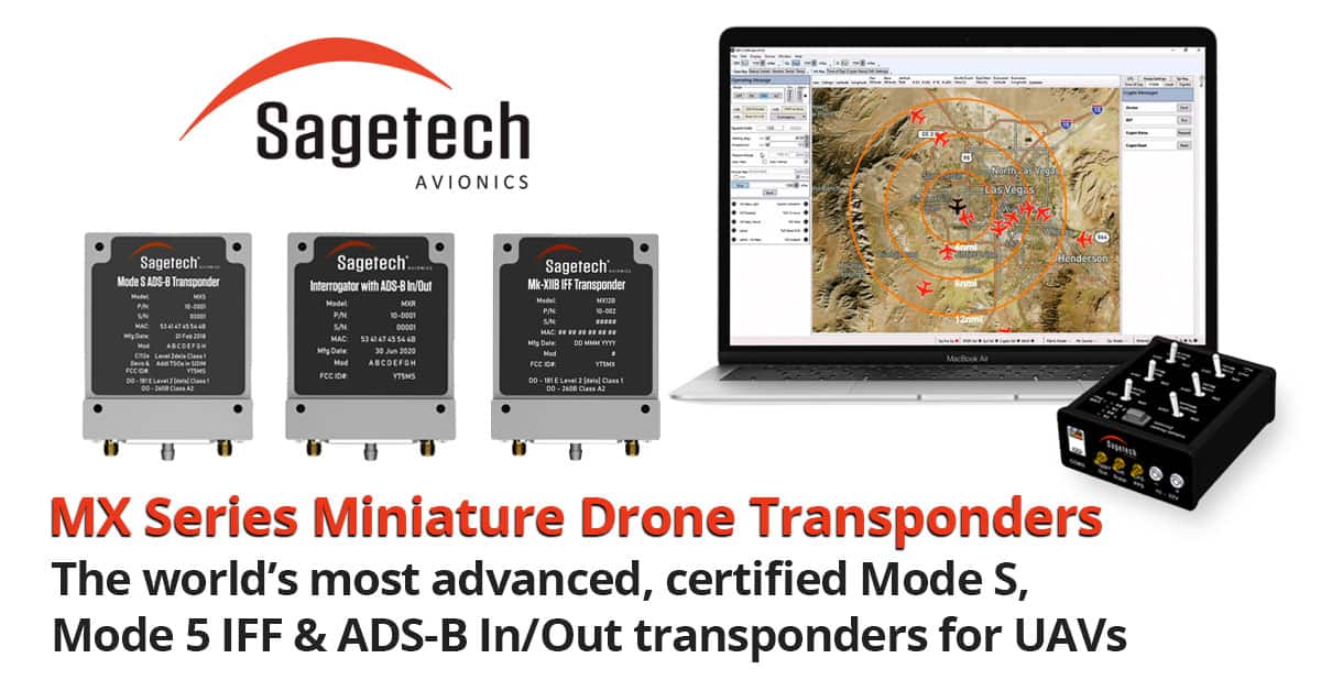 Drone Transponders Mode 5 IFF ModeS ADSB In and Out Sagetech
