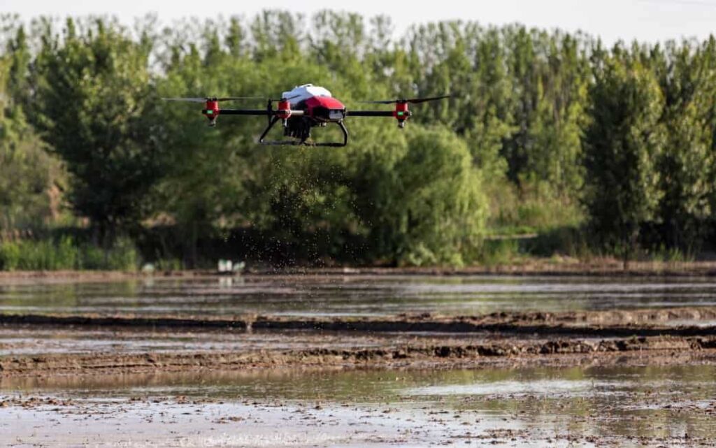 XAG automated rice seeding drone