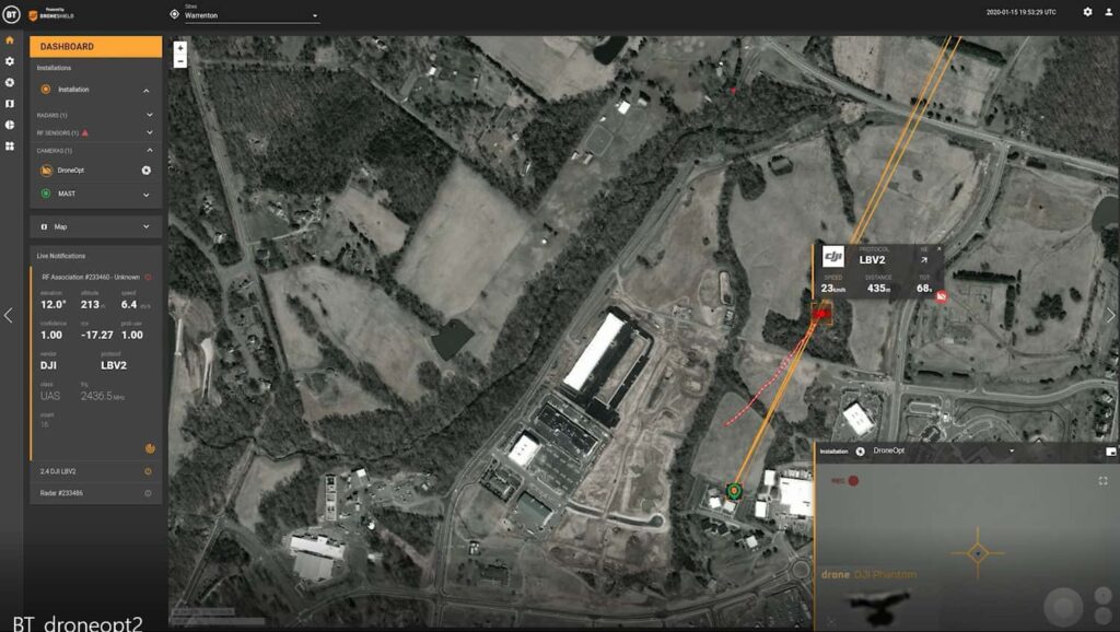 DroneShield DroneOptID tracking and detection software