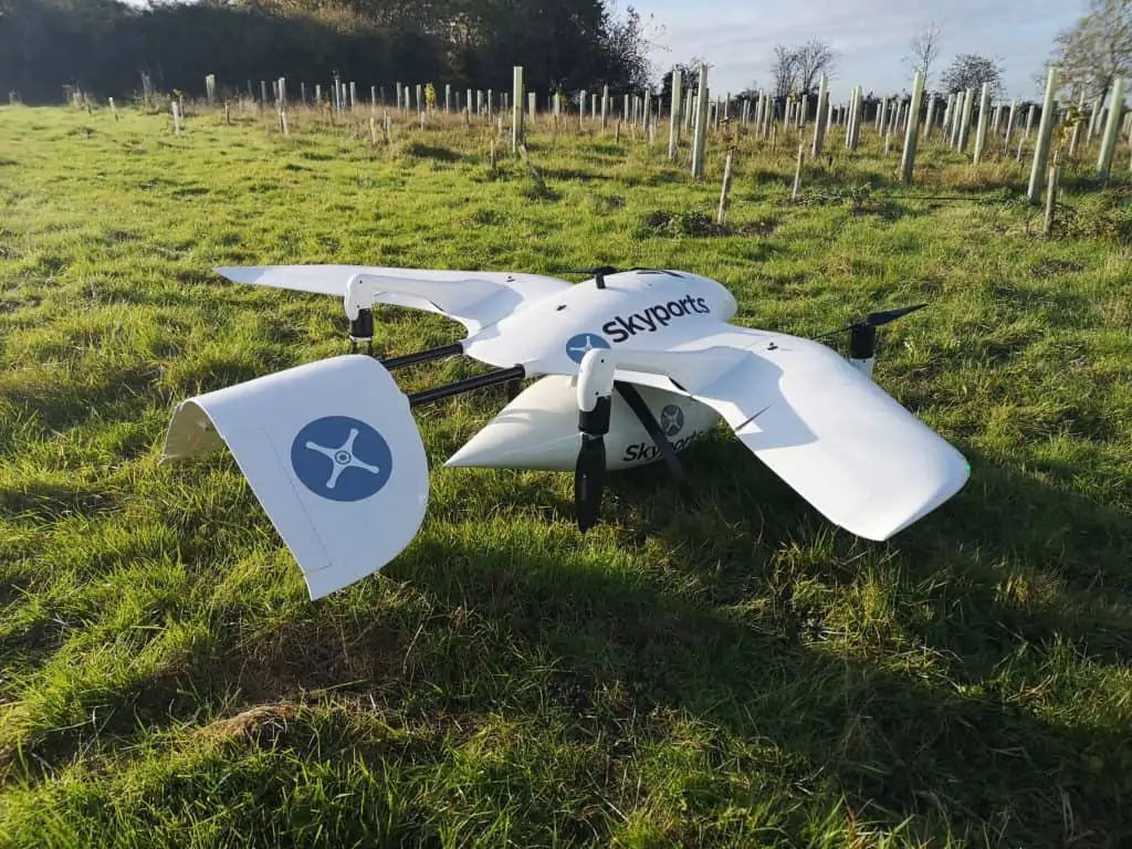 Skyports BVLOS trial drone with Iris Automation DAA