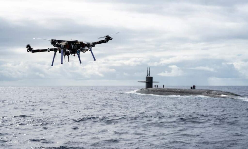 Skyfront drone delivery to a submarine