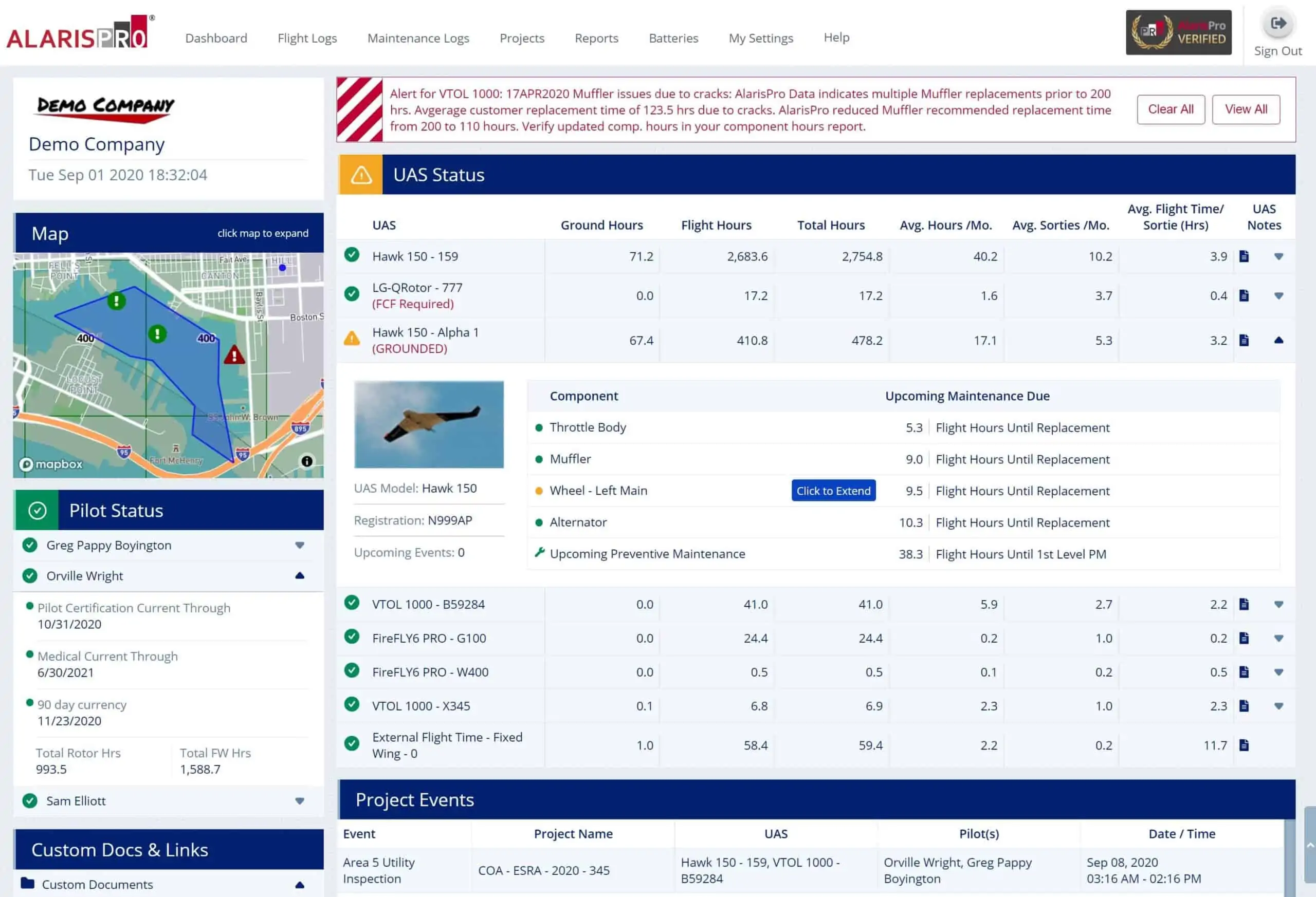 Drone fleet management software by AlarisPro