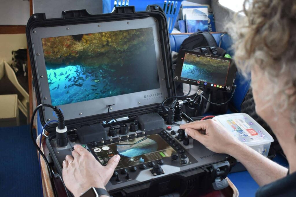 Inspection ROV robot - Console panel with fish