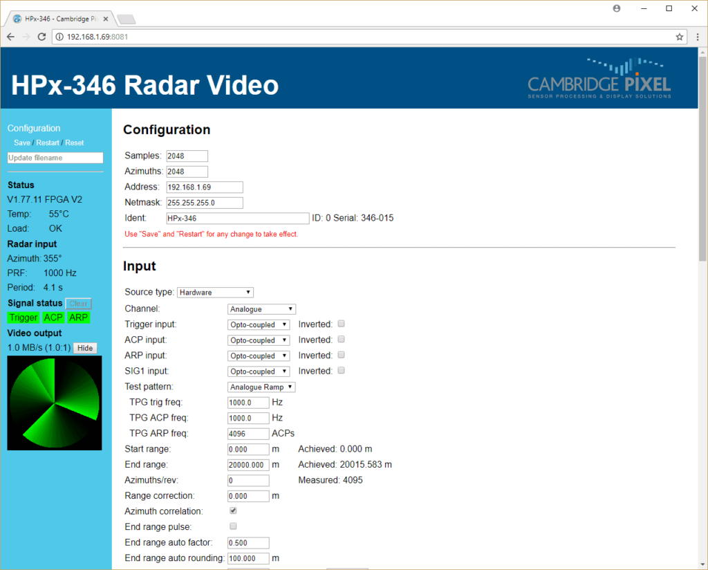 HPX 346 Radar interface