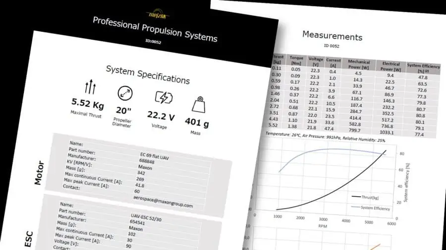 Drone propulsion system database