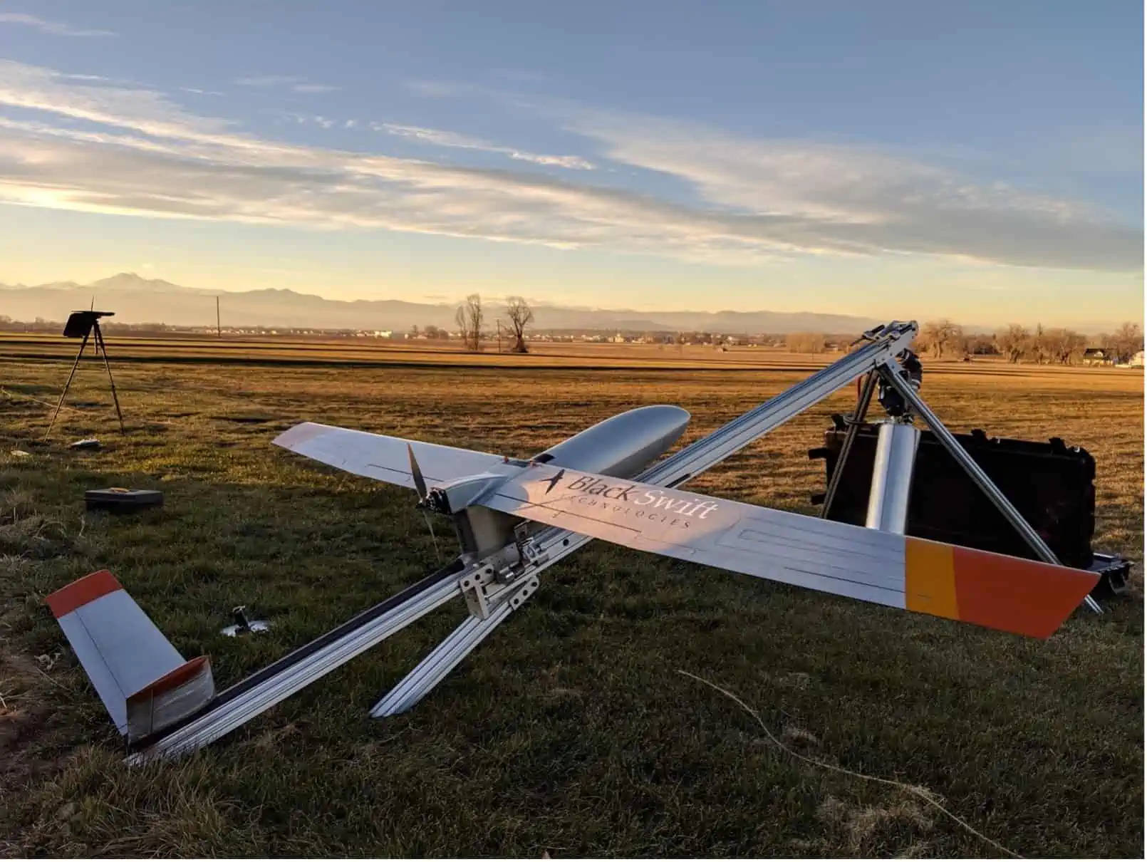 Black Swift S2 ready for flight from its pneumatic launcher