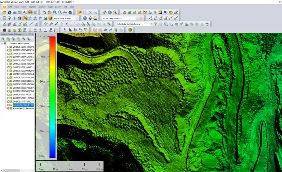 Figure 5. The volume calculation process for the mining site in Global Mapper software.