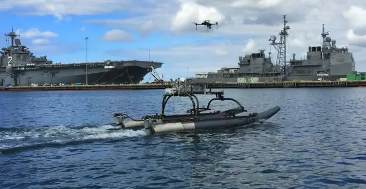 USV with tethered drone