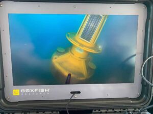 Boxfish Console allows to monitor the underwater mission from 4K 17 inch monitor in real-time. Photo courtesy of Boxfish Research.