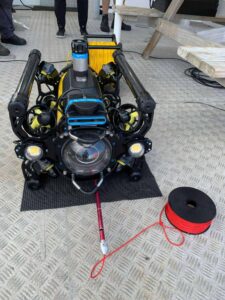 Boxfish ROV with Blueprint Subsea USBL and Multibeam Sonar on its search and recovery mission. Photo courtesy of Boxfish Research