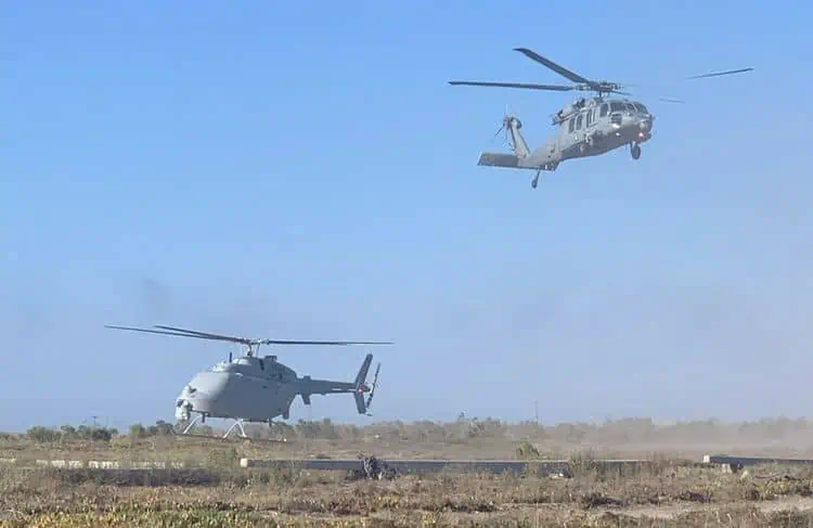 A MQ-8C Fire Scout lands at San Clemente Island from Point Mugu during exercise Resolute Hunter demonstrating its Expeditionary Advanced Base Operations (EABO) capability. Credit: U.S. Navy