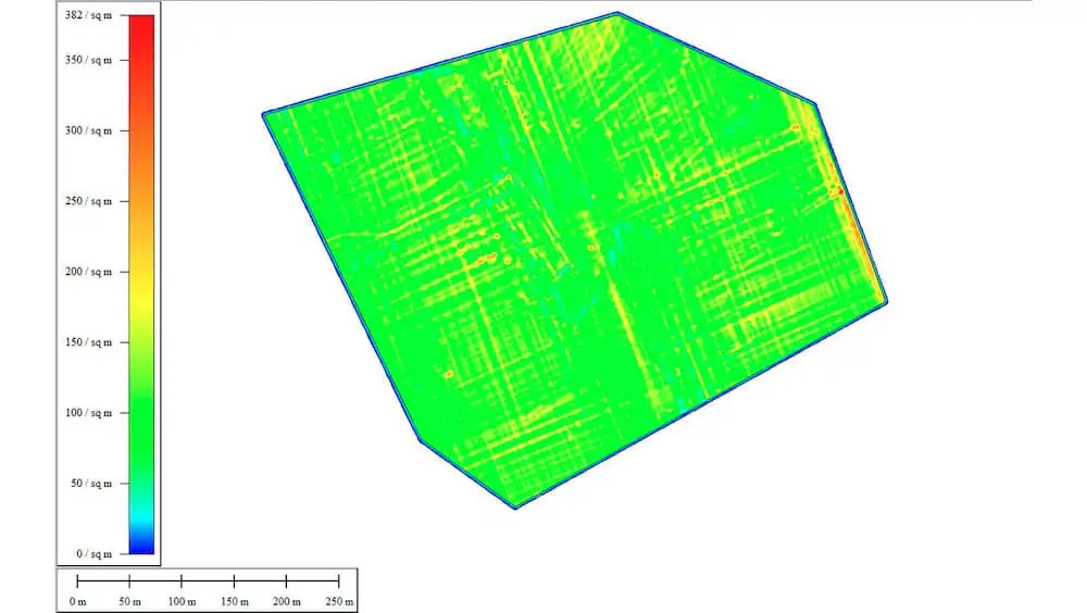 Point density map of the surveyed mining area