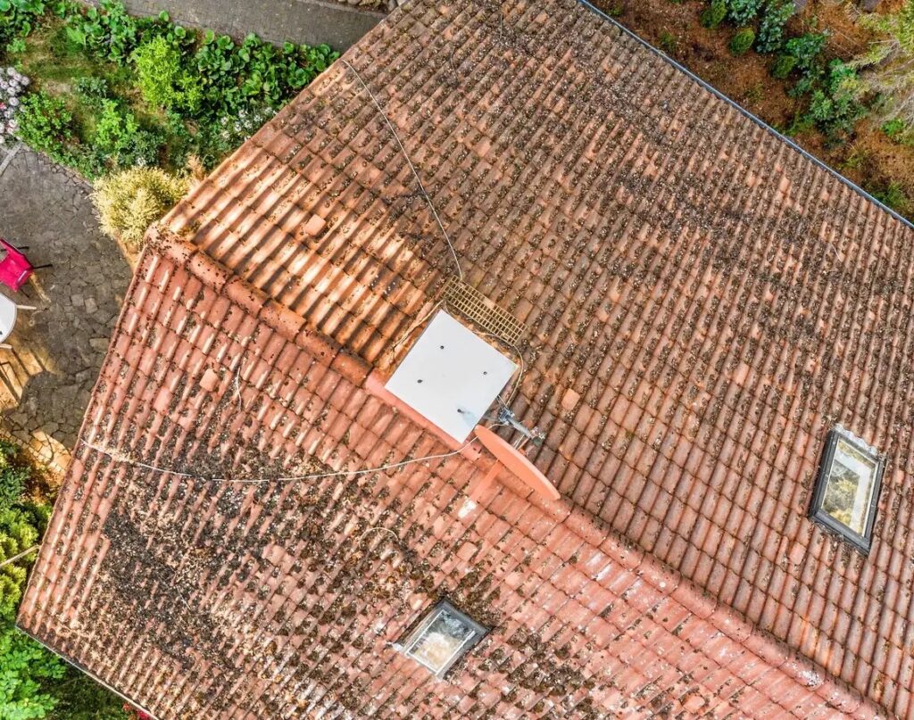 Overflight of the roof of a single-family house