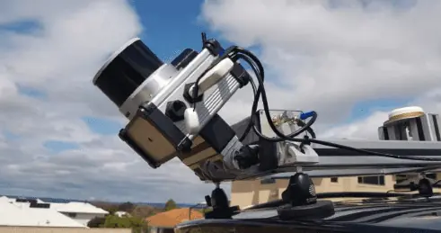 The Klau Geomatics Hesai Brumby LiDAR System (mounted on a car roof)