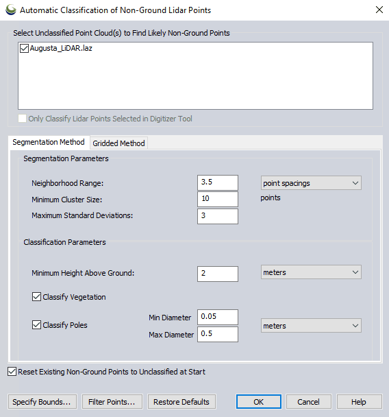 automatic classification of non-ground lidar points