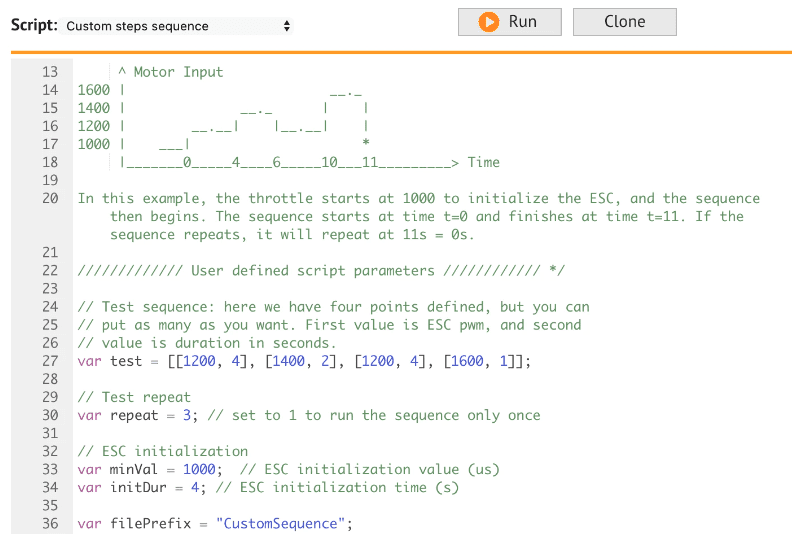 Figure 3: Editable script for endurance testing