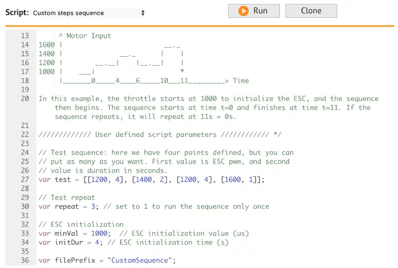 Figure 3: Editable script for endurance testing