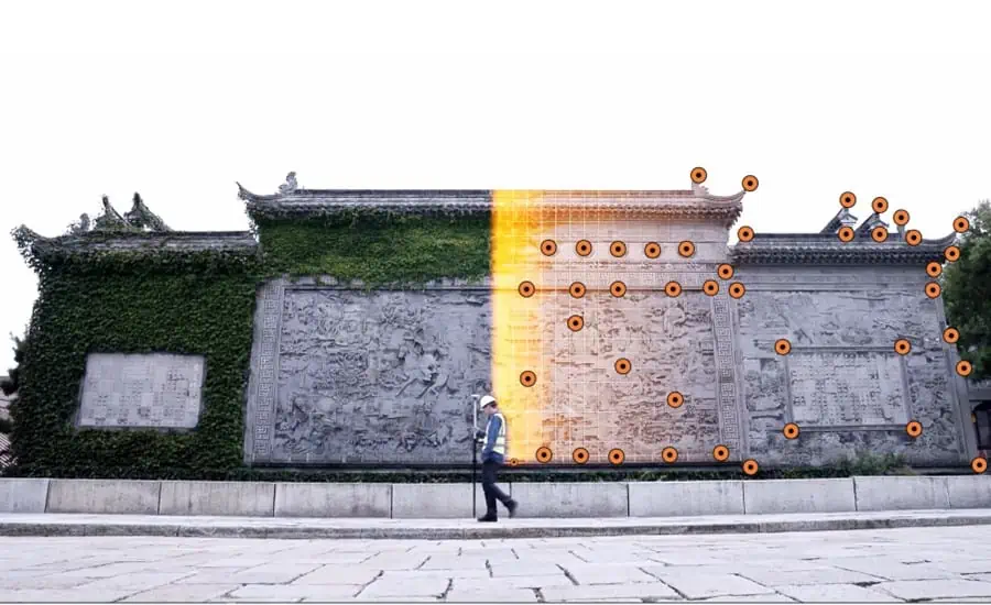 Figure 4. The single cultural heritage object modeling process with the i93 Visual IMU-RTK GNSS.