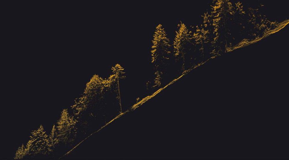 Vertical slice of the point cloud with highly accurate DTM data.