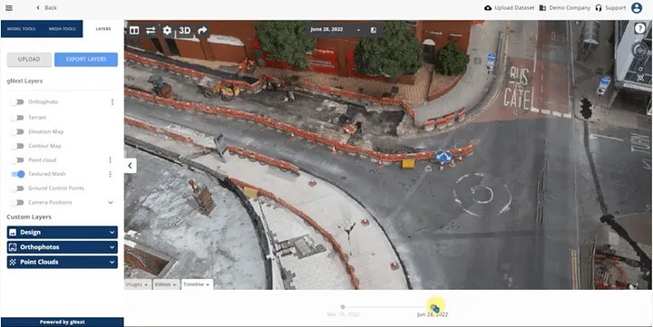 gNext Platform: Change-Over-Time Analysis of Construction Project — During