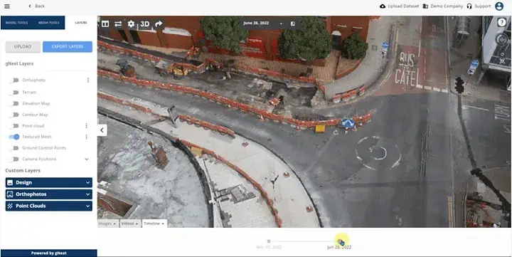 gNext Platform: Change-Over-Time Analysis of Construction Project — During