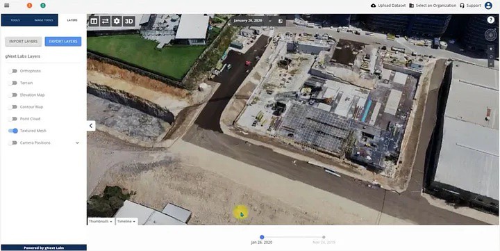 The gNext Platform: Visualizing Textured Mesh Model of Construction Site