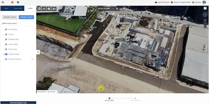 The gNext Platform: Visualizing Textured Mesh Model of Construction Site