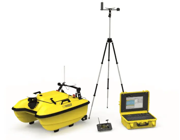 SB 100 Pro USV in Port of Barcelona for water analysis and multibeam bathymetry