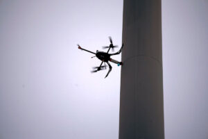 Voliro T drone inspecting a stack