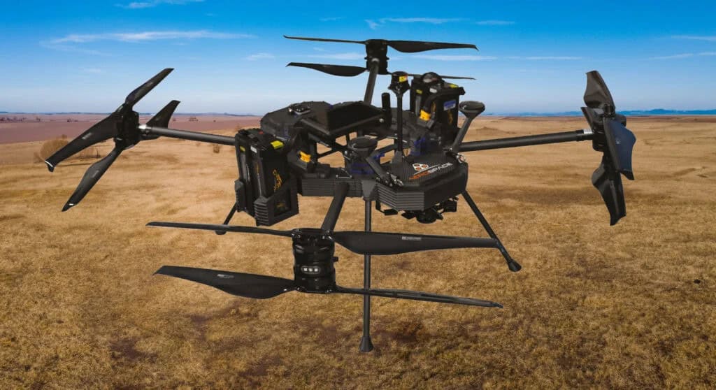 Drone multirotor com hélices contra-rotativas
