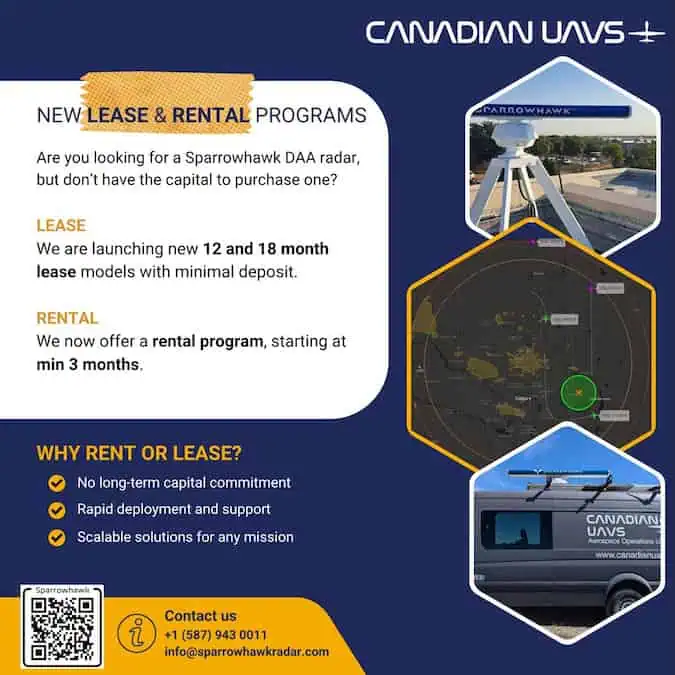 Canadian UAVs Launches Rental & Lease Programs for Sparrowhawk DAA Radar