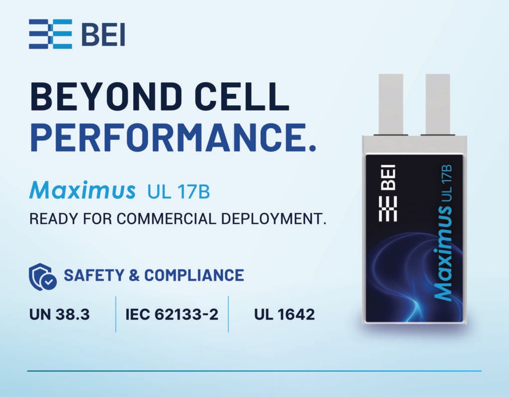 BEI Corp Completes Key Certification Milestone for Maximus Ultralight 17B Battery